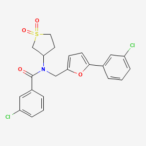 molecular formula C22H19Cl2NO4S B12218592 3-chloro-N-{[5-(3-chlorophenyl)furan-2-yl]methyl}-N-(1,1-dioxidotetrahydrothiophen-3-yl)benzamide 