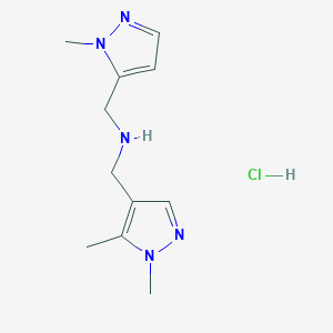 molecular formula C11H18ClN5 B12218660 1-(1,5-dimethyl-1H-pyrazol-4-yl)-N-[(1-methyl-1H-pyrazol-5-yl)methyl]methanamine 