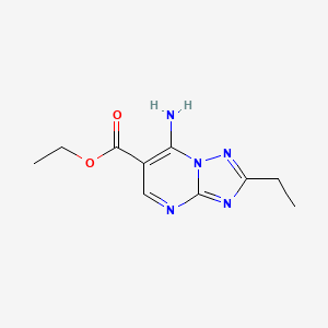 molecular formula C10H13N5O2 B12218668 [1,2,4]Triazolo[1,5-a]pyrimidine-6-carboxylic acid, 7-amino-2-ethyl-, ethyl ester CAS No. 1030419-75-0