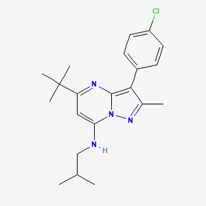 molecular formula C21H27ClN4 B12218679 5-tert-butyl-3-(4-chlorophenyl)-2-methyl-N-(2-methylpropyl)pyrazolo[1,5-a]pyrimidin-7-amine 