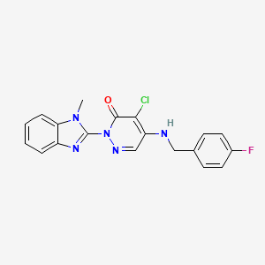 molecular formula C19H15ClFN5O B12218707 4-chloro-5-[(4-fluorobenzyl)amino]-2-(1-methyl-1H-benzimidazol-2-yl)pyridazin-3(2H)-one 