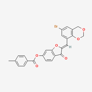 molecular formula C25H17BrO6 B12218713 (2Z)-2-[(6-bromo-4H-1,3-benzodioxin-8-yl)methylidene]-3-oxo-2,3-dihydro-1-benzofuran-6-yl 4-methylbenzoate 