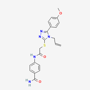 molecular formula C21H21N5O3S B12218744 4-[({[5-(4-methoxyphenyl)-4-(prop-2-en-1-yl)-4H-1,2,4-triazol-3-yl]sulfanyl}acetyl)amino]benzamide 