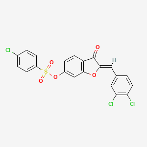 molecular formula C21H11Cl3O5S B12218796 (2Z)-2-(3,4-dichlorobenzylidene)-3-oxo-2,3-dihydro-1-benzofuran-6-yl 4-chlorobenzenesulfonate 