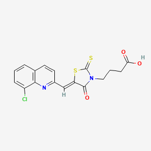 molecular formula C17H13ClN2O3S2 B12218825 4-{(5Z)-5-[(8-chloroquinolin-2-yl)methylidene]-4-oxo-2-thioxo-1,3-thiazolidin-3-yl}butanoic acid 