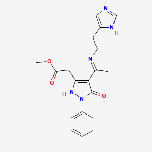 molecular formula C19H21N5O3 B12218865 methyl [(4Z)-4-(1-{[2-(1H-imidazol-4-yl)ethyl]amino}ethylidene)-5-oxo-1-phenyl-4,5-dihydro-1H-pyrazol-3-yl]acetate 