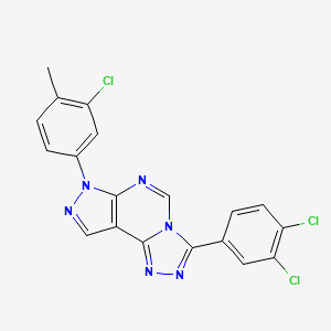 molecular formula C19H11Cl3N6 B12218867 7-(3,4-Dichlorophenyl)-3-(3-chloro-4-methylphenyl)-6-hydropyrazolo[5,4-d]1,2,4-triazolo[4,3-e]pyrimidine 