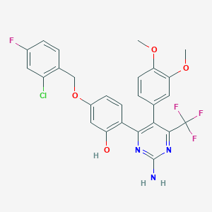 2-[2-Amino-5-(3,4-dimethoxyphenyl)-6-(trifluoromethyl)pyrimidin-4-yl]-5-[(2-chloro-4-fluorobenzyl)oxy]phenol