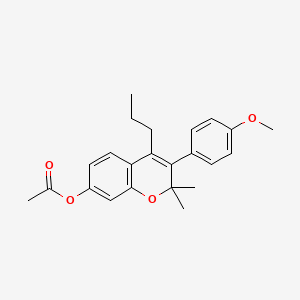 2,2-Dimethyl-3-(4-methoxyphenyl)-4-propyl-2H-1-benzopyran-7-ol acetate