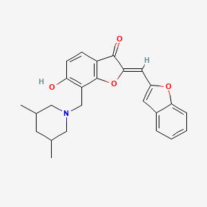 molecular formula C25H25NO4 B12218940 (2Z)-2-(1-benzofuran-2-ylmethylidene)-7-[(3,5-dimethylpiperidin-1-yl)methyl]-6-hydroxy-1-benzofuran-3(2H)-one 