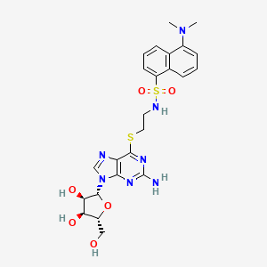 molecular formula C24H29N7O6S2 B1221895 S-(N-Dansylaminoethyl)-6-mercaptoguanosine CAS No. 75501-09-6