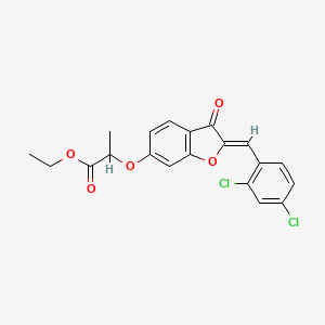 molecular formula C20H16Cl2O5 B12219010 ethyl 2-{[(2Z)-2-(2,4-dichlorobenzylidene)-3-oxo-2,3-dihydro-1-benzofuran-6-yl]oxy}propanoate 