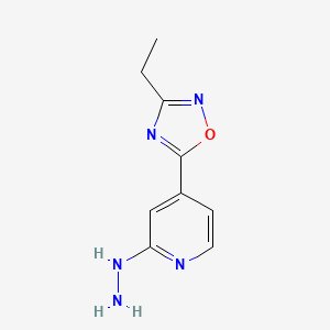 molecular formula C9H11N5O B12219074 4-(3-Ethyl-1,2,4-oxadiazol-5-yl)-2-hydrazinylpyridine 