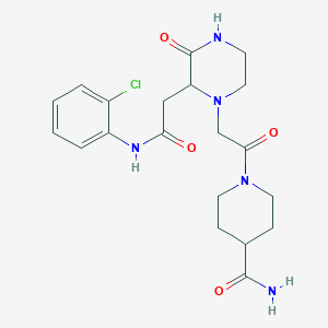 molecular formula C20H26ClN5O4 B12219096 1-[(2-{2-[(2-Chlorophenyl)amino]-2-oxoethyl}-3-oxopiperazin-1-yl)acetyl]piperidine-4-carboxamide 