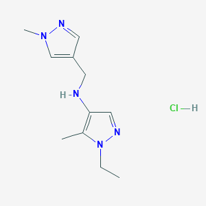 1-ethyl-5-methyl-N-[(1-methylpyrazol-4-yl)methyl]pyrazol-4-amine;hydrochloride