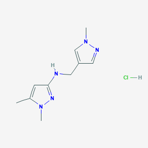 molecular formula C10H16ClN5 B12219149 1,5-dimethyl-N-[(1-methylpyrazol-4-yl)methyl]pyrazol-3-amine;hydrochloride 