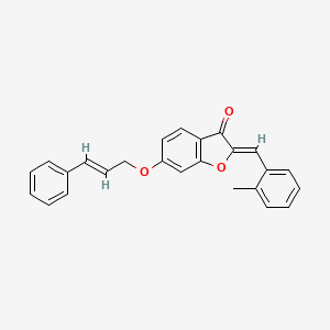 molecular formula C25H20O3 B12219223 (2Z)-2-(2-methylbenzylidene)-6-{[(2E)-3-phenylprop-2-en-1-yl]oxy}-1-benzofuran-3(2H)-one 