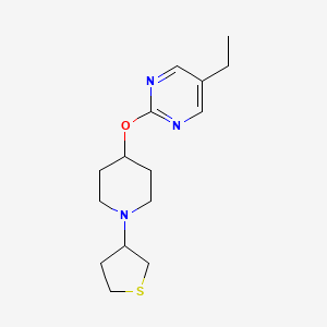 molecular formula C15H23N3OS B12219233 5-Ethyl-2-{[1-(thiolan-3-yl)piperidin-4-yl]oxy}pyrimidine 