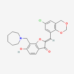 molecular formula C24H24ClNO5 B12219251 (2Z)-7-(azepan-1-ylmethyl)-2-[(6-chloro-4H-1,3-benzodioxin-8-yl)methylidene]-6-hydroxy-1-benzofuran-3(2H)-one 