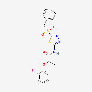 N-[(2Z)-5-(benzylsulfonyl)-1,3,4-thiadiazol-2(3H)-ylidene]-2-(2-fluorophenoxy)propanamide