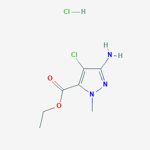 molecular formula C7H11Cl2N3O2 B12219325 Ethyl 5-amino-4-chloro-2-methylpyrazole-3-carboxylate;hydrochloride 