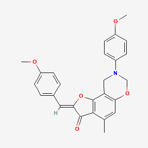 (2Z)-2-(4-methoxybenzylidene)-8-(4-methoxyphenyl)-4-methyl-8,9-dihydro-7H-furo[2,3-f][1,3]benzoxazin-3(2H)-one