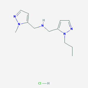 molecular formula C12H20ClN5 B12219343 1-(1-methyl-1H-pyrazol-5-yl)-N-[(1-propyl-1H-pyrazol-5-yl)methyl]methanamine 