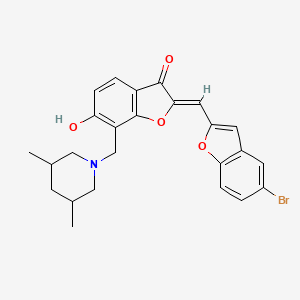 molecular formula C25H24BrNO4 B12219349 (2Z)-2-[(5-bromo-1-benzofuran-2-yl)methylidene]-7-[(3,5-dimethylpiperidin-1-yl)methyl]-6-hydroxy-1-benzofuran-3(2H)-one 