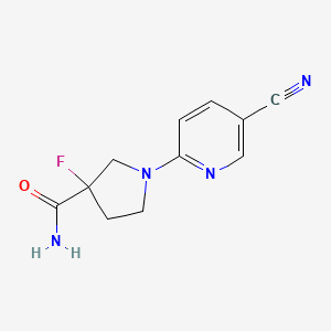 molecular formula C11H11FN4O B12219390 1-(5-Cyanopyridin-2-yl)-3-fluoropyrrolidine-3-carboxamide 