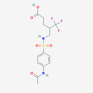 4-[(4-Acetamidobenzenesulfonamido)methyl]-5,5,5-trifluoropentanoic acid