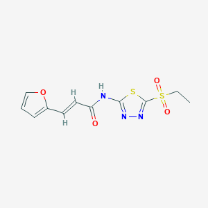 molecular formula C11H11N3O4S2 B12219403 (2E)-N-[(2Z)-5-(ethylsulfonyl)-1,3,4-thiadiazol-2(3H)-ylidene]-3-(furan-2-yl)prop-2-enamide 