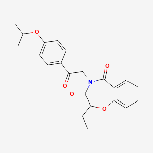 molecular formula C22H23NO5 B12219410 2-ethyl-4-{2-oxo-2-[4-(propan-2-yloxy)phenyl]ethyl}-1,4-benzoxazepine-3,5(2H,4H)-dione 