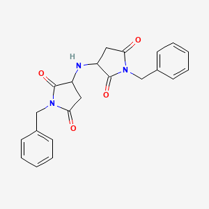 molecular formula C22H21N3O4 B12219417 3-{[2,5-Dioxo-1-benzylazolidin-3-yl]amino}-1-benzylazolidine-2,5-dione 