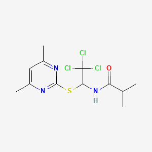 2-methyl-N-{2,2,2-trichloro-1-[(4,6-dimethylpyrimidin-2-yl)sulfanyl]ethyl}propanamide