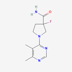 molecular formula C11H15FN4O B12219453 1-(5,6-Dimethylpyrimidin-4-yl)-3-fluoropyrrolidine-3-carboxamide 