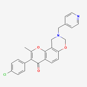 3-(4-chlorophenyl)-2-methyl-9-(pyridin-4-ylmethyl)-9,10-dihydro-4H,8H-chromeno[8,7-e][1,3]oxazin-4-one