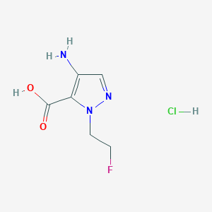 molecular formula C6H9ClFN3O2 B12219583 4-Amino-2-(2-fluoroethyl)pyrazole-3-carboxylic acid;hydrochloride 