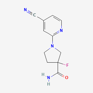 molecular formula C11H11FN4O B12219590 1-(4-Cyanopyridin-2-yl)-3-fluoropyrrolidine-3-carboxamide 