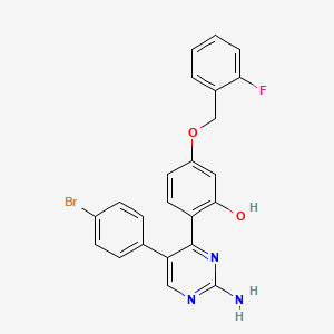 molecular formula C23H17BrFN3O2 B12219606 2-[2-Amino-5-(4-bromophenyl)pyrimidin-4-yl]-5-[(2-fluorobenzyl)oxy]phenol 