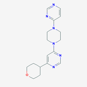 molecular formula C17H22N6O B12219610 4-(Oxan-4-yl)-6-[4-(pyrimidin-4-yl)piperazin-1-yl]pyrimidine 