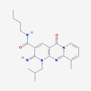 N-butyl-6-imino-11-methyl-7-(2-methylpropyl)-2-oxo-1,7,9-triazatricyclo[8.4.0.03,8]tetradeca-3(8),4,9,11,13-pentaene-5-carboxamide