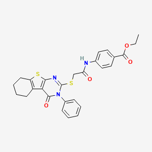 Ethyl 4-[2-(4-oxo-3-phenyl-3,5,6,7,8-pentahydrobenzo[b]thiopheno[2,3-d]pyrimid in-2-ylthio)acetylamino]benzoate