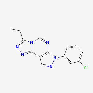 10-(3-Chlorophenyl)-5-ethyl-3,4,6,8,10,11-hexaazatricyclo[7.3.0.0^{2,6}]dodeca-1(9),2,4,7,11-pentaene