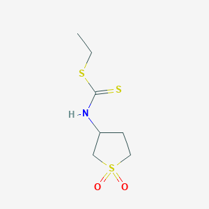 molecular formula C7H13NO2S3 B12219707 3-[(Ethylthiothioxomethyl)amino]-1-hydroxythiolan-1-one 