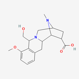 molecular formula C18H24N2O4 B1221972 5-(羟甲基)-4-甲氧基-13-甲基-5,7,8,9,10,11,11a,12-八氢-8,11-表氨基二氮杂菲[1,2-b]异喹啉-10-羧酸 CAS No. 84573-32-0