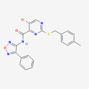 molecular formula C21H16BrN5O2S B12219721 5-bromo-2-[(4-methylbenzyl)sulfanyl]-N-(4-phenyl-1,2,5-oxadiazol-3-yl)pyrimidine-4-carboxamide 