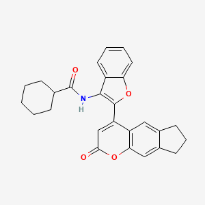 molecular formula C27H25NO4 B12219758 N-[2-(2-oxo-2,6,7,8-tetrahydrocyclopenta[g]chromen-4-yl)-1-benzofuran-3-yl]cyclohexanecarboxamide 