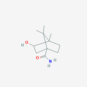 molecular formula C11H19NO2 B12219775 3-Hydroxy-4,7,7-trimethylbicyclo[2.2.1]heptane-1-carboxamide 