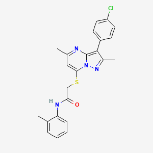 2-{[3-(4-chlorophenyl)-2,5-dimethylpyrazolo[1,5-a]pyrimidin-7-yl]sulfanyl}-N-(2-methylphenyl)acetamide