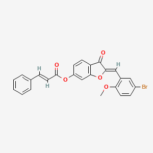 molecular formula C25H17BrO5 B12219816 (2Z)-2-(5-bromo-2-methoxybenzylidene)-3-oxo-2,3-dihydro-1-benzofuran-6-yl (2E)-3-phenylprop-2-enoate 